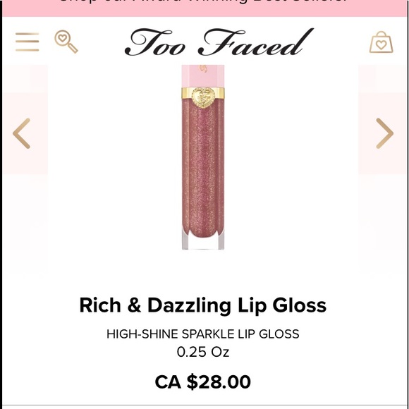 TOO FACED RICH AND DAZZLING LIPGLOSS - Picture 1 of 3
